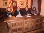D'esquerra a dreta, Maribel Illescas, regidora d'Igualtat; Ramon Vinyes, alcalde: Josep Jo, president del CCM; i Neus Serra, consellera delegada del CCM