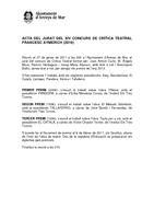 Acta del jurat guanyadors Premis de Cr&iacute;tica Teatral