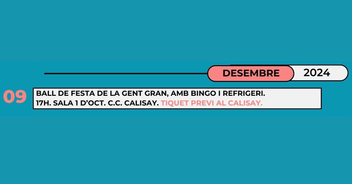 el ball de festa de la gent gran s'ajorna fins al 9 de desembre