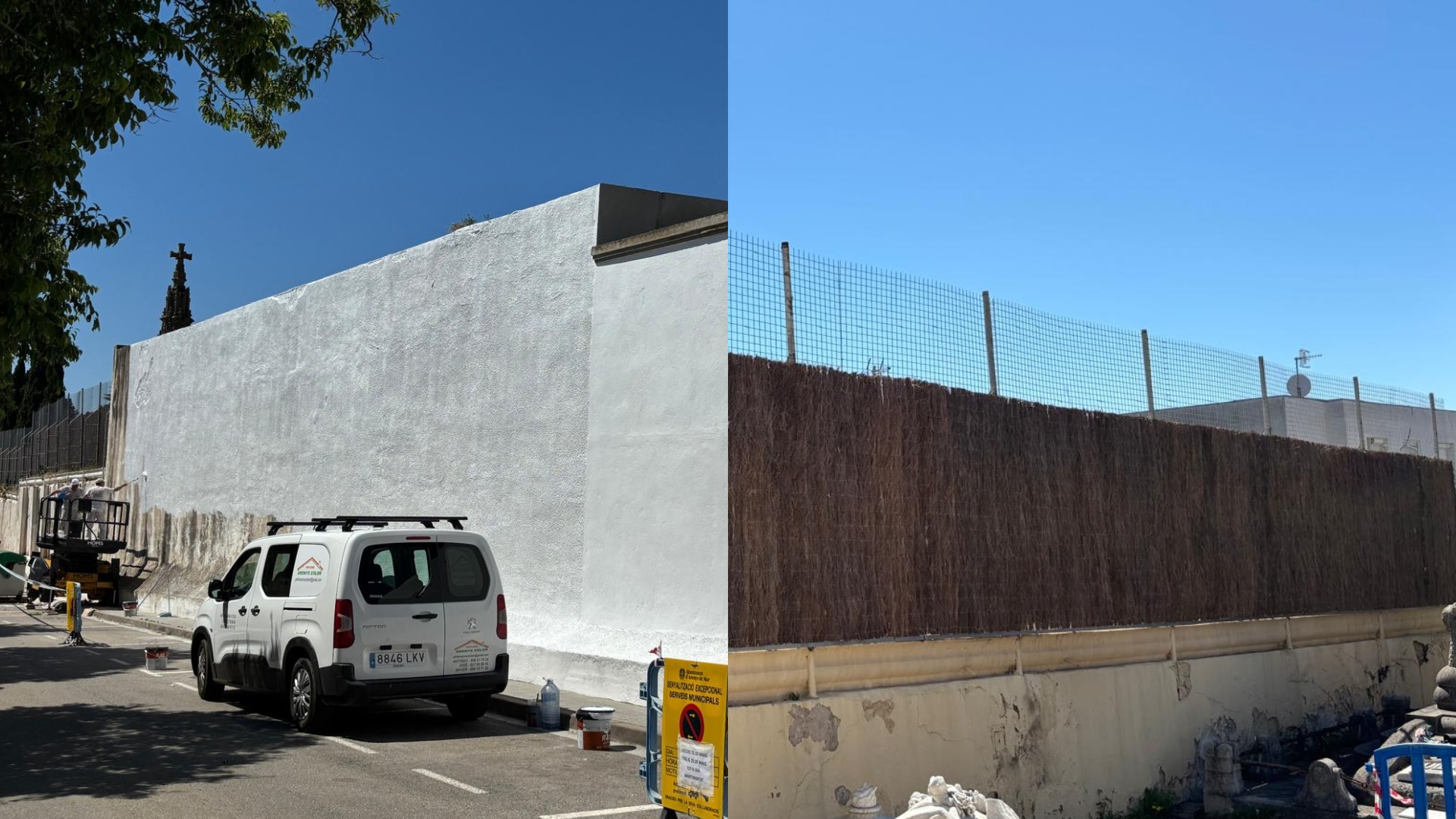 tasques de pintura i renovaci� del tancat del cementiri de sinera